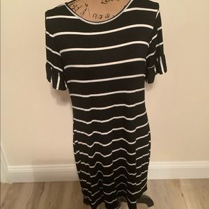 2 Hearts black with white stripes dress.  NWOT. Size medium